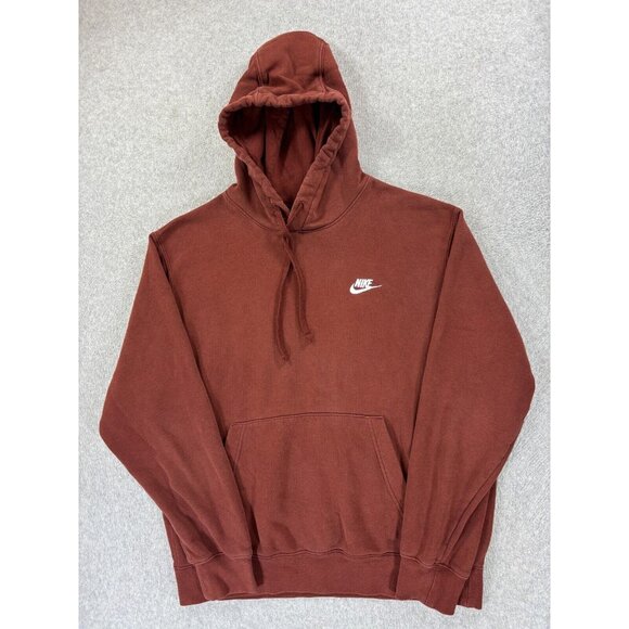 Nike Stitched Logo SWOOSH Hoodie Sweatshirt (Men's Large) Maroon - Picture 1 of 12